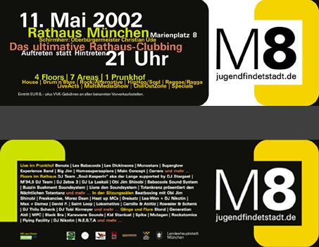 M8 Rathausclubbing, Flyer, Vorder- und Rückseite